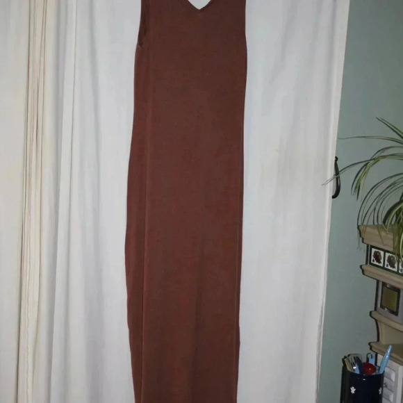 Nordstrom Medium Brown Knit V-Neck Dress Modest NWOT - Picture 11 of 15